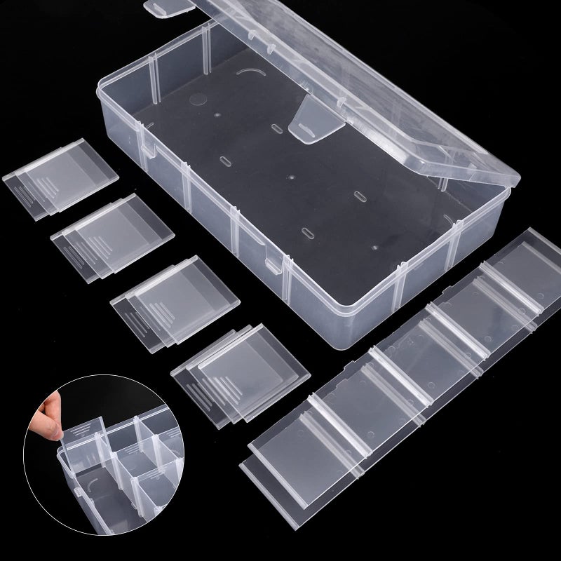 SGHUO 3 Pack 15 Grids Large Plastic Storage Organizer Box,15 Compartments with Dividers for Tackle Box, Beads, Washi Tape, Ribbon, Crafts, Art Supply 10.9X6.5X2.2inch - Image 3